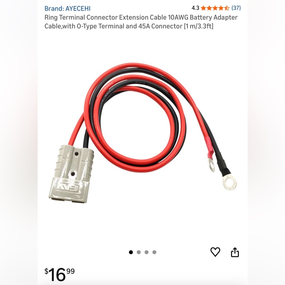 AYECEHI Red and Black Battery Adapter Cable